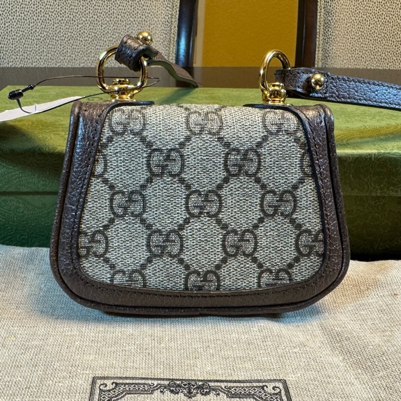 New Authentic Gucci Blondie GG Supreme Logo Wallet On Chain Brown Crossbody Bag - Picture 9 of 15